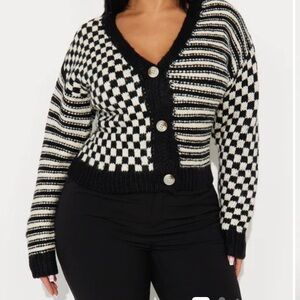 Black and White Checkered Sweater